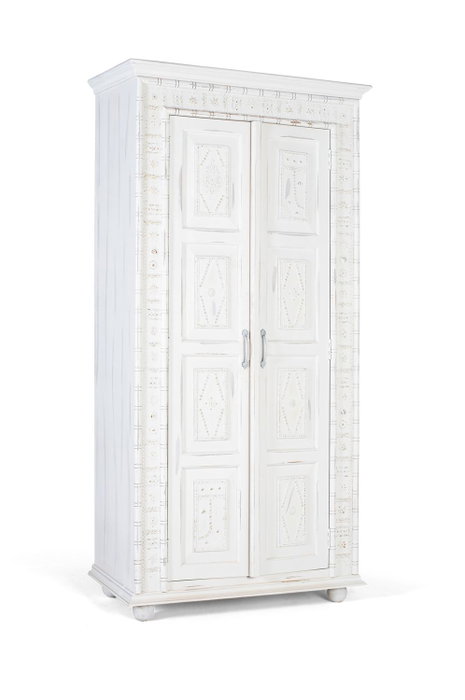 GINER Y COLOMER Armoire 2 portes en bois de manguier blanc décapé